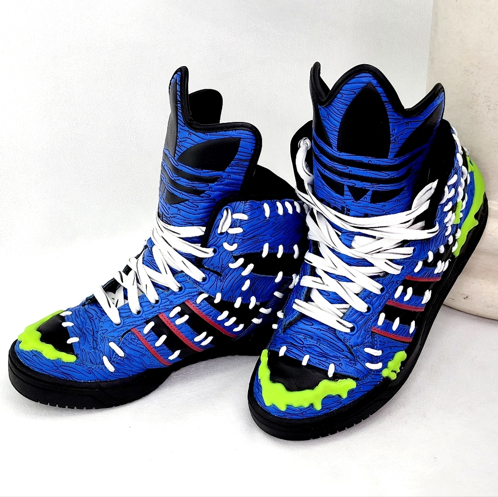 Jeremy Scott x Adidas Blue and Black Athletic Shoes